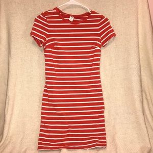 Orange and white striped dress